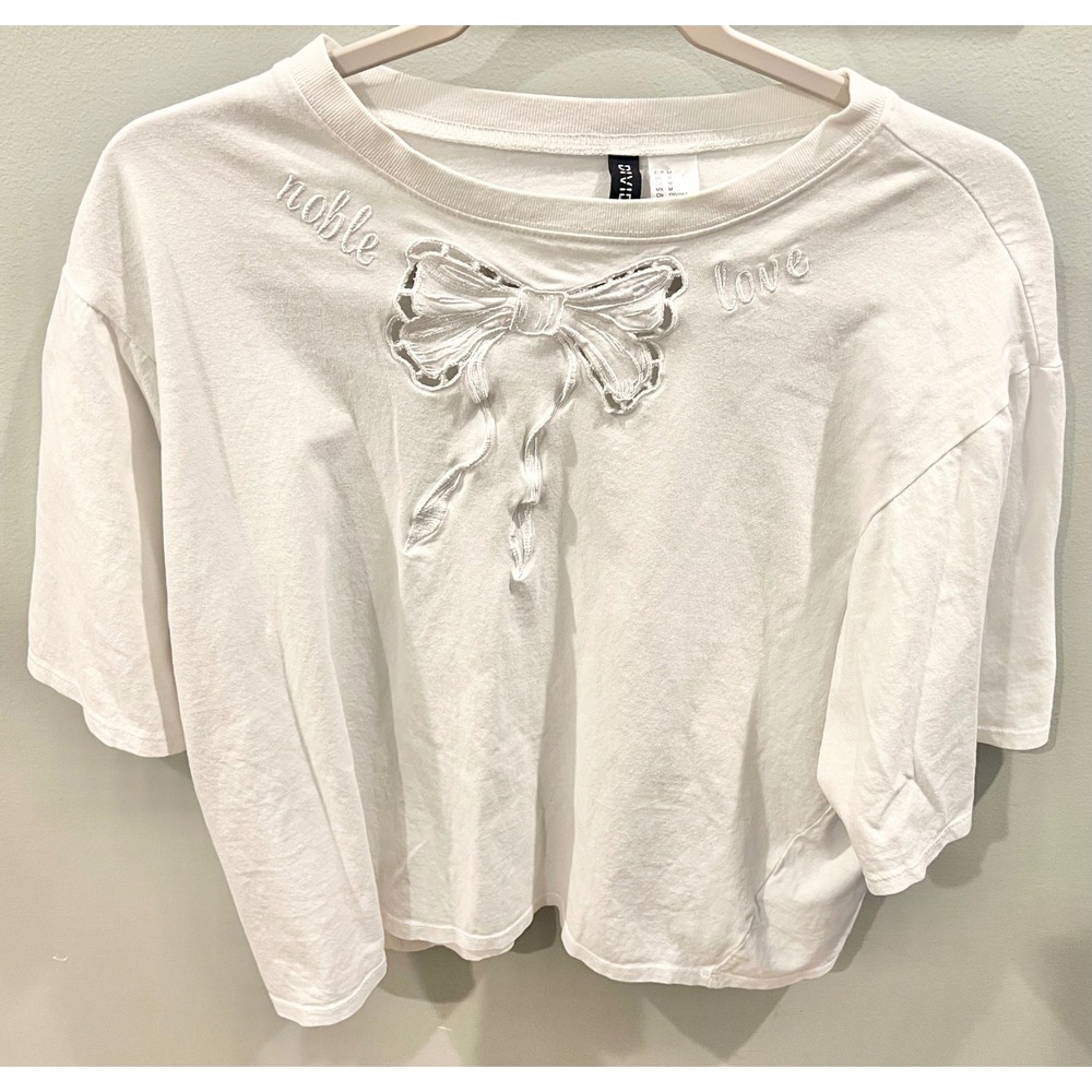 H&M Divided Bow Love Noble Cutout White Women's Size: Medium - Picture 2 of 6
